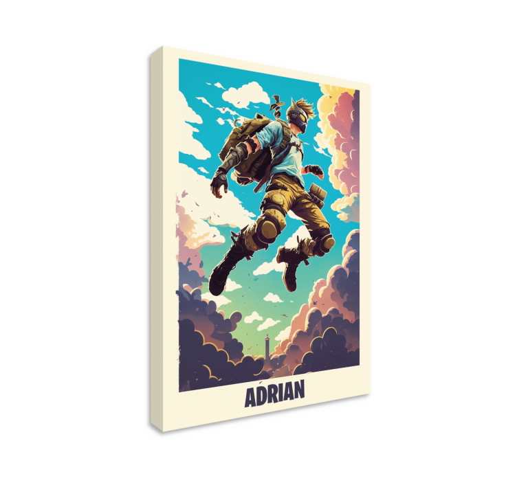 epic character with personalized name framed gaming wall art - TenStickers