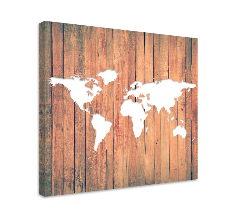 white worldmap on wood tables world map wall art - TenStickers
