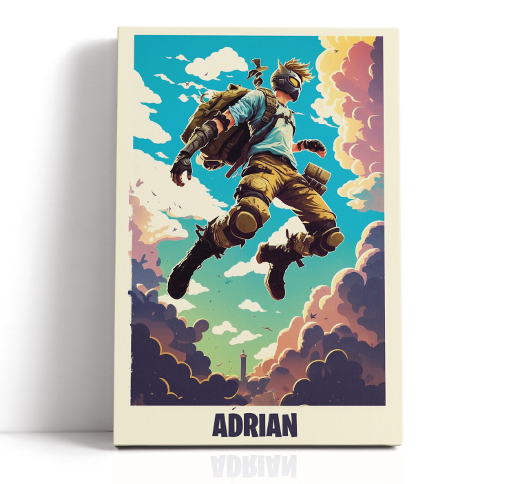 epic character with personalized name framed gaming wall art - TenStickers
