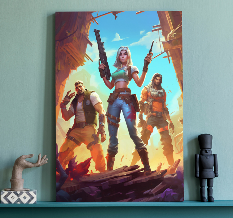 warriors in an abandoned place framed gaming wall art - TenStickers