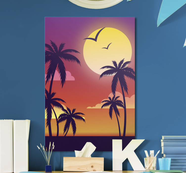 70's sunset vertical landscape canvas - TenStickers