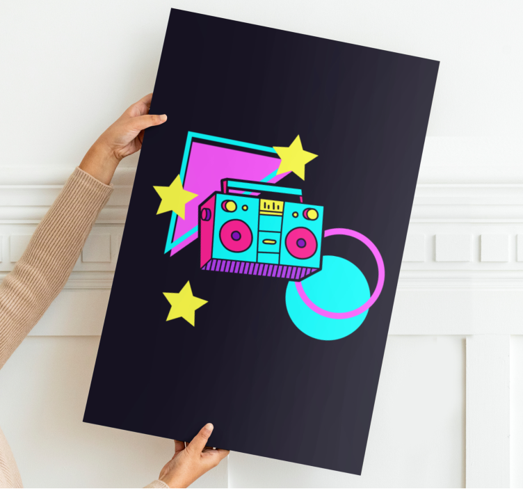 80s style colorful boombox retro canvas - TenStickers