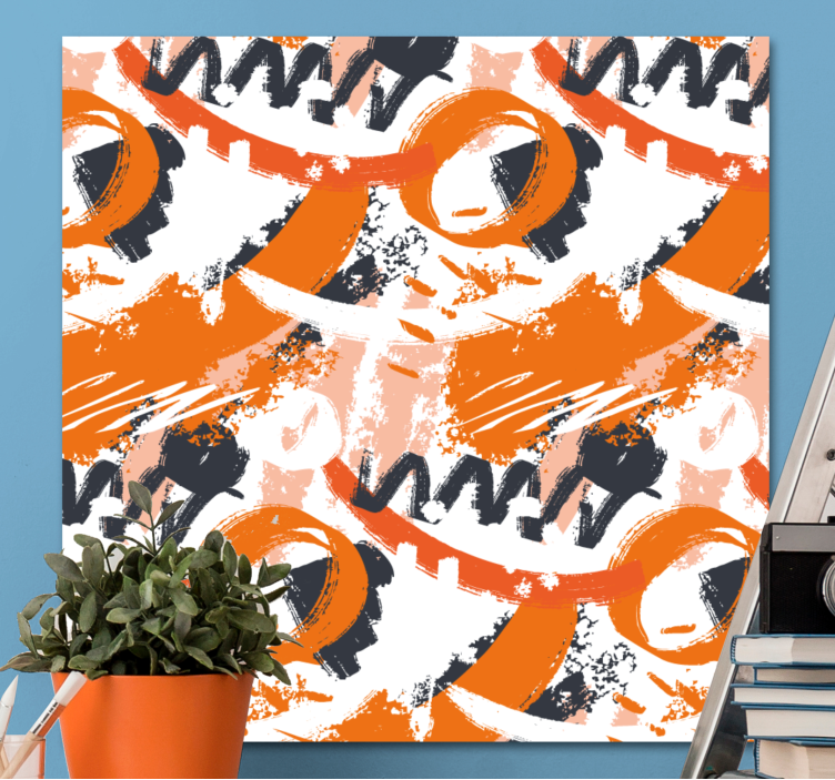 Abstract wall art 1 in dynamic orange shapes - TenStickers