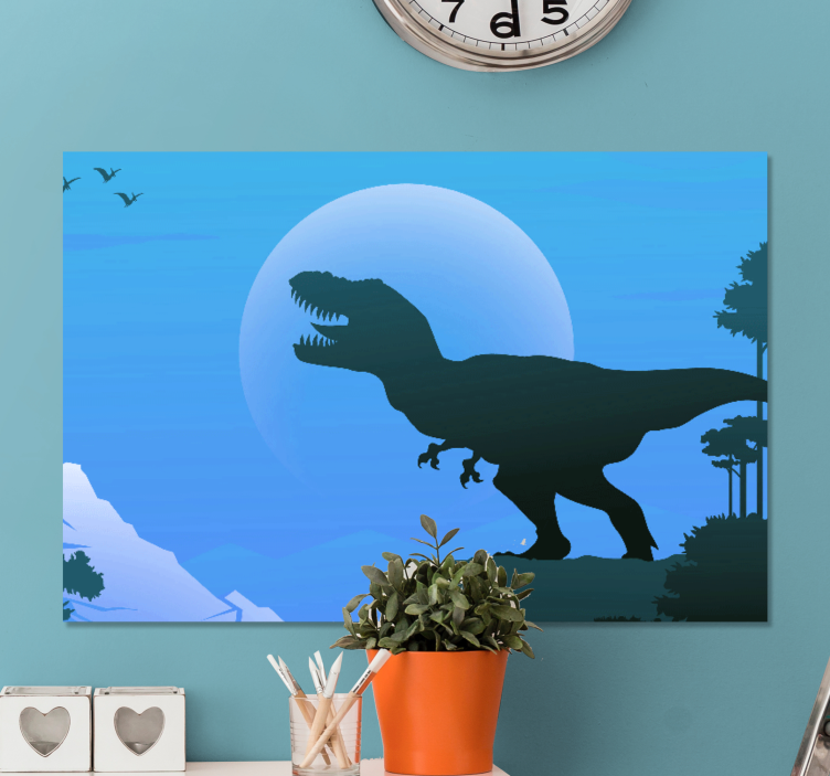 Angry T-rex roaring dinosaur canvas print - TenStickers