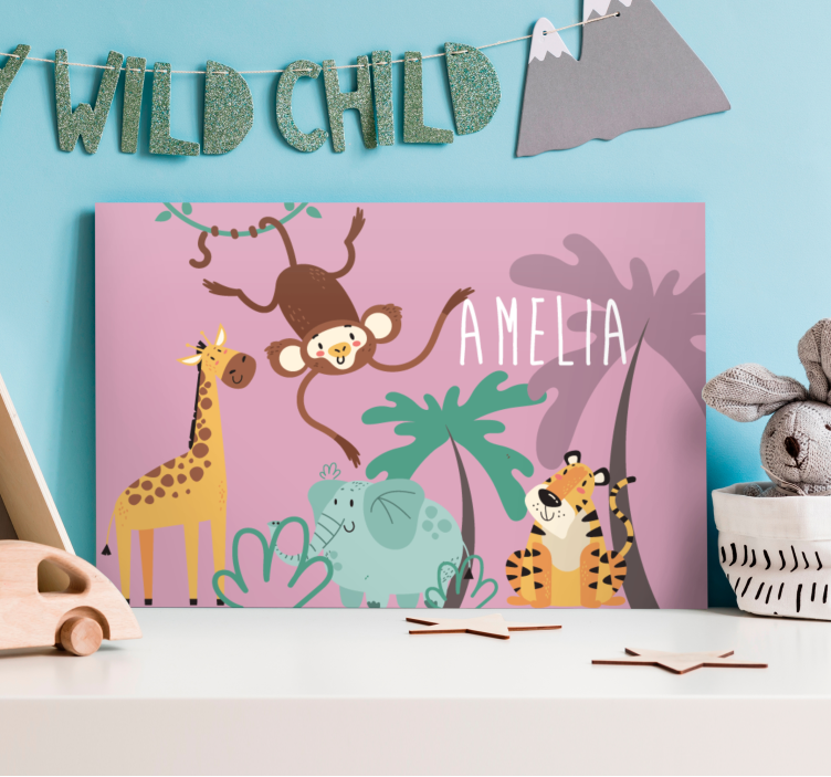 Animal canvas wall art jungle animal companions - TenStickers