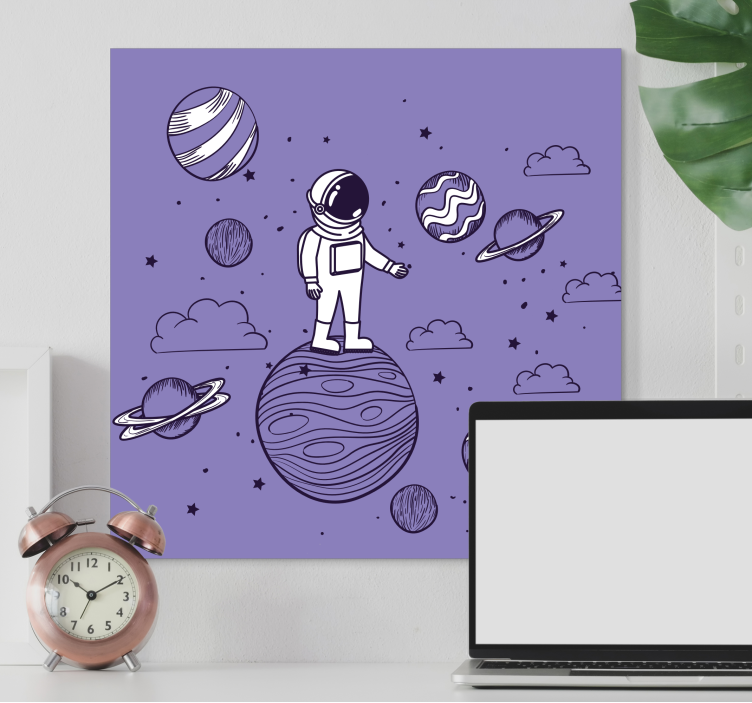 Astronaut draw with planets bedroom wall prints - TenStickers