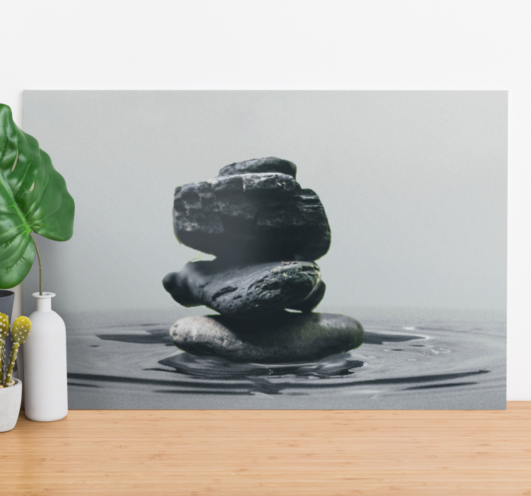 Balancing pebble pyramid  landscape canvas - TenStickers