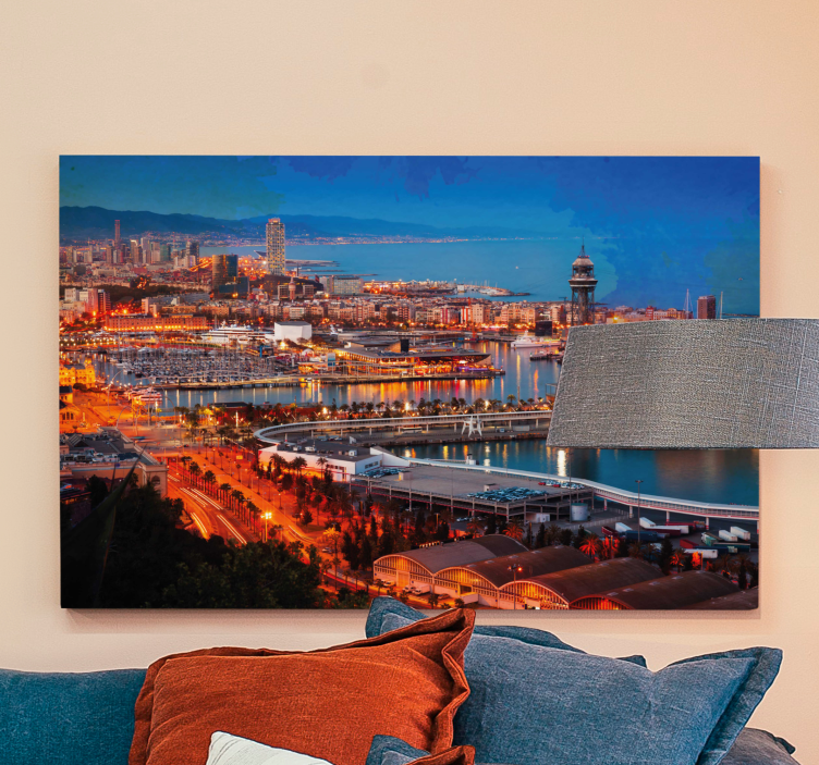 Barcelona views in the evening 3D canvas prints - TenStickers