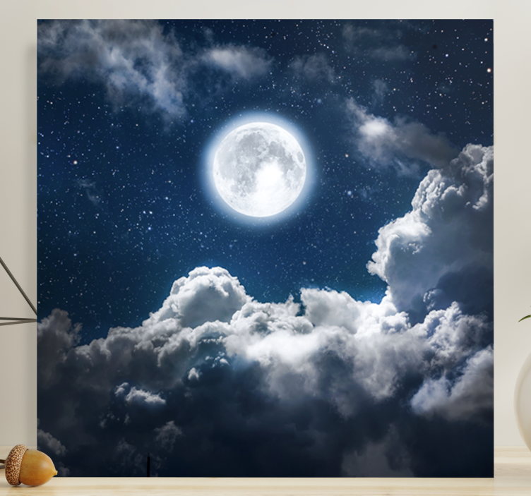 Beautiful night moon and clouds canvas - TenStickers