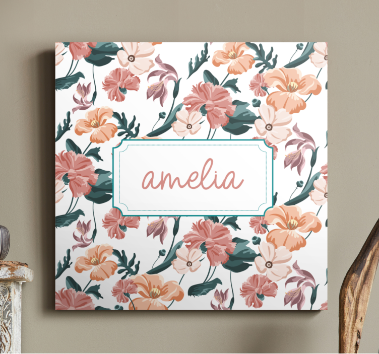 Beautiful pastel flowers pattern canvas - TenStickers