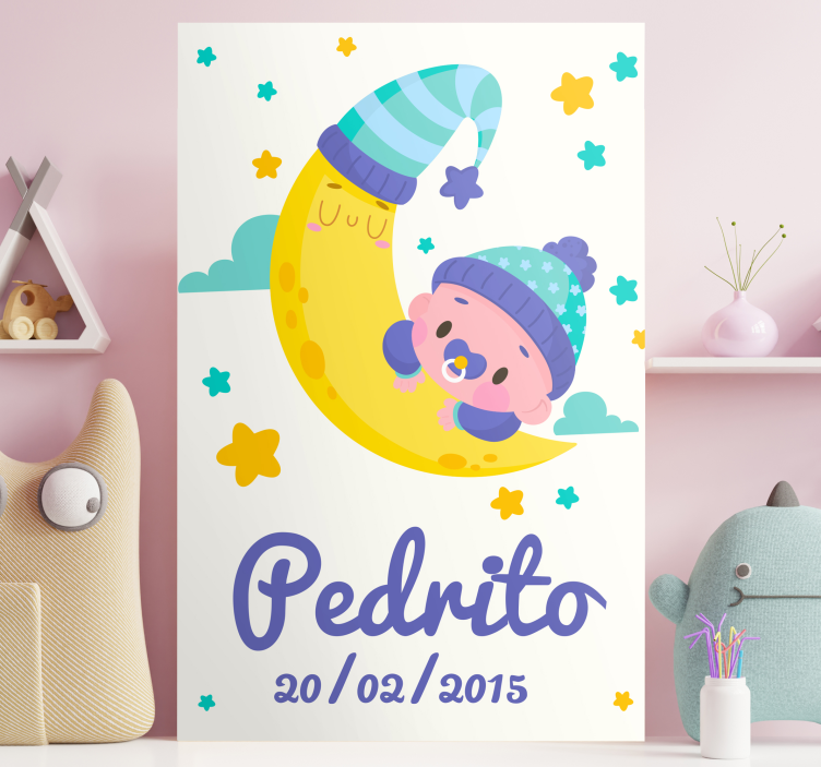bebe nombre y fecha nursery canvas - TenStickers