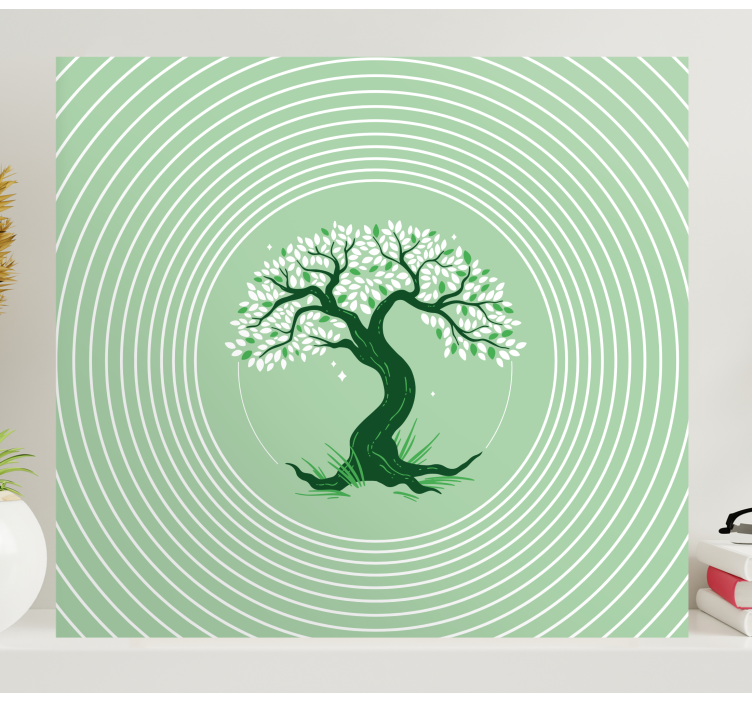 Big green hand drawn Tree wall art canvas - TenStickers
