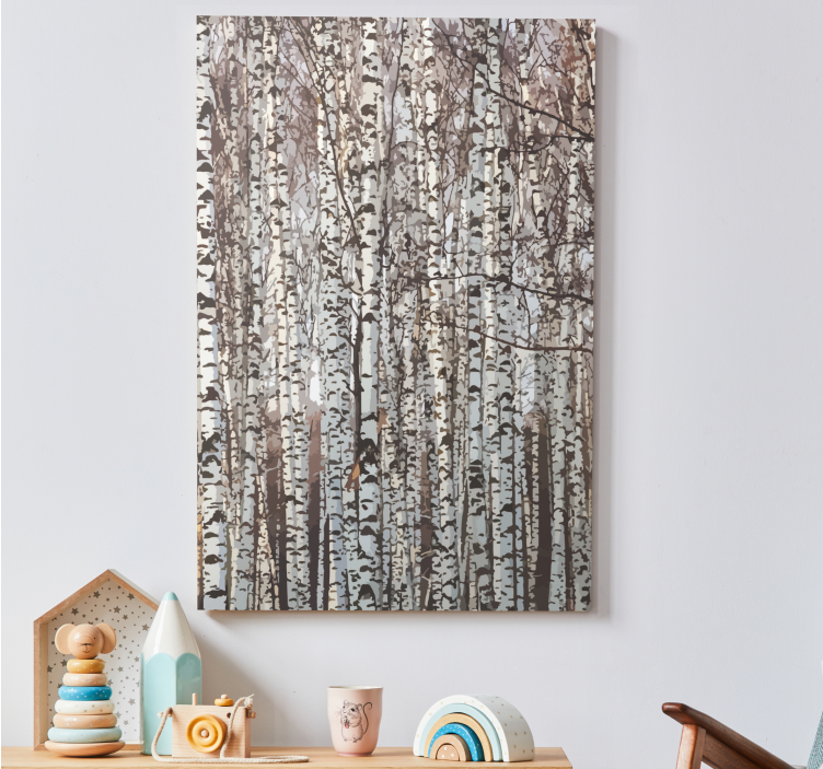 Birch Forest Serenity tree canvas wall art - TenStickers