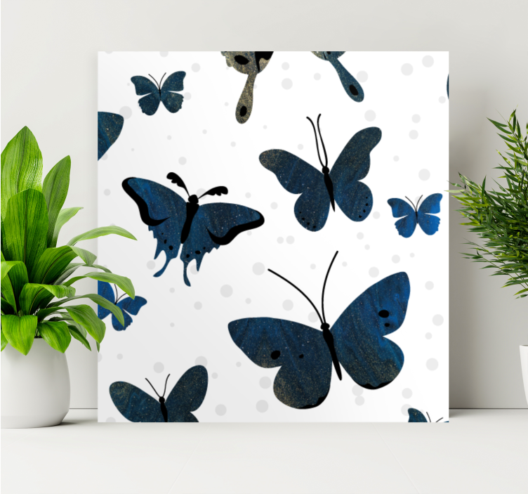 Blue Glitter Butterfly Wing butterfly canvas - TenStickers