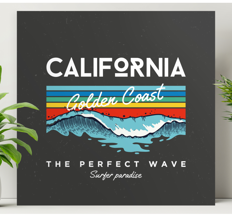 Cityscape wall art california surfer waves artwork - TenStickers