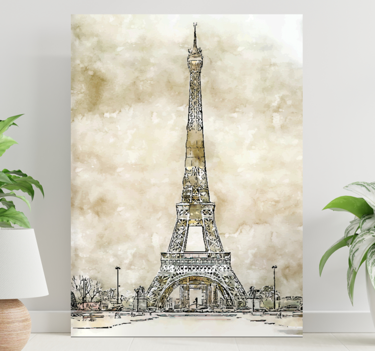 Cityscape wall art eiffel tower drawing - TenStickers