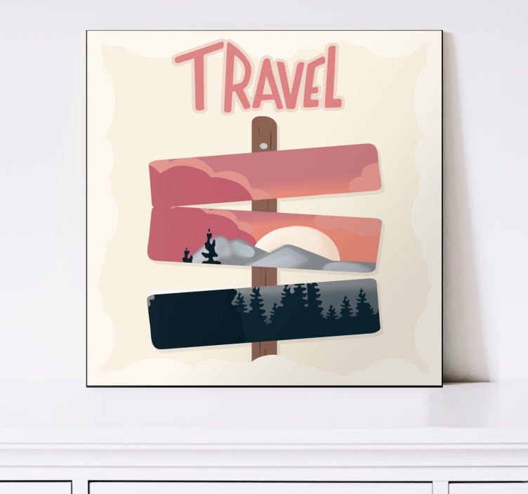 Cityscape wall art travel signpost - TenStickers