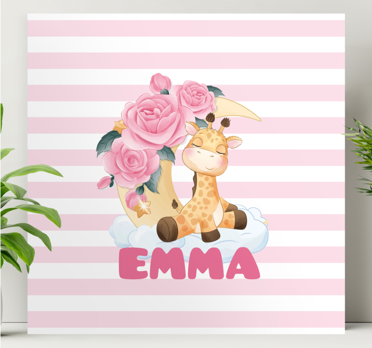 Cocktail canvas cute giraffe portrait - TenStickers