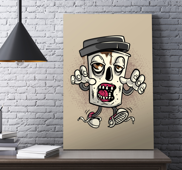 Coffee zombie graffiti character modern canvas - TenStickers