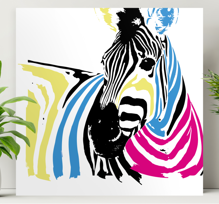 Colorful artistic style zebra modern canvas - TenStickers