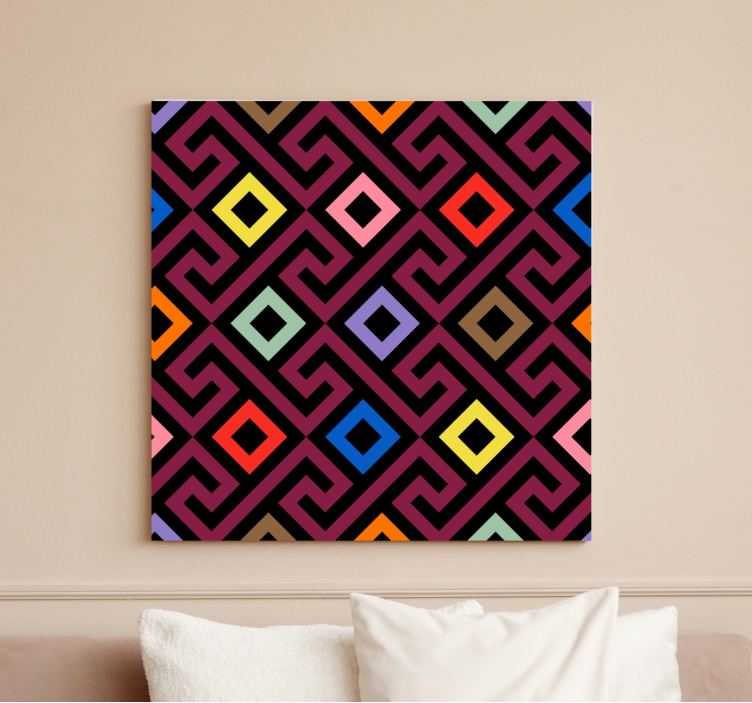 Colorful labyrinth pattern  nordic canvas prints - TenStickers