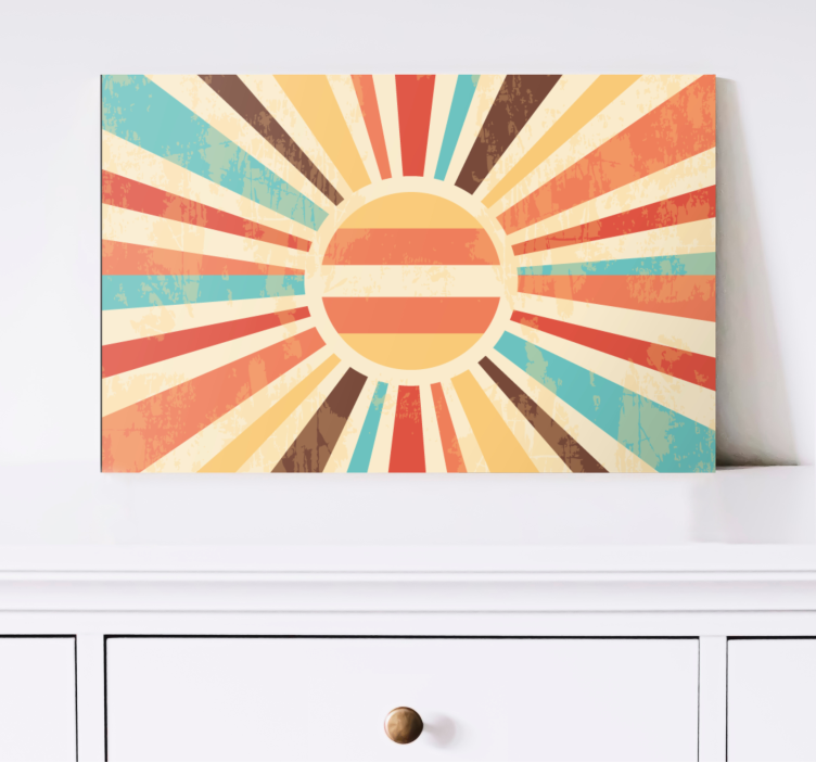 Colorful retro sun rays retro canvas - TenStickers