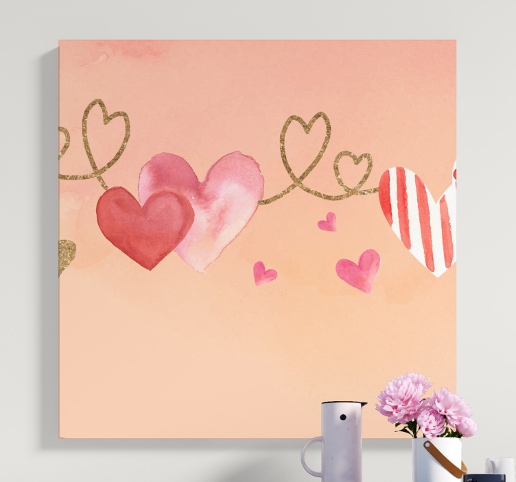 corazón love Wedding wall art canvas - TenStickers