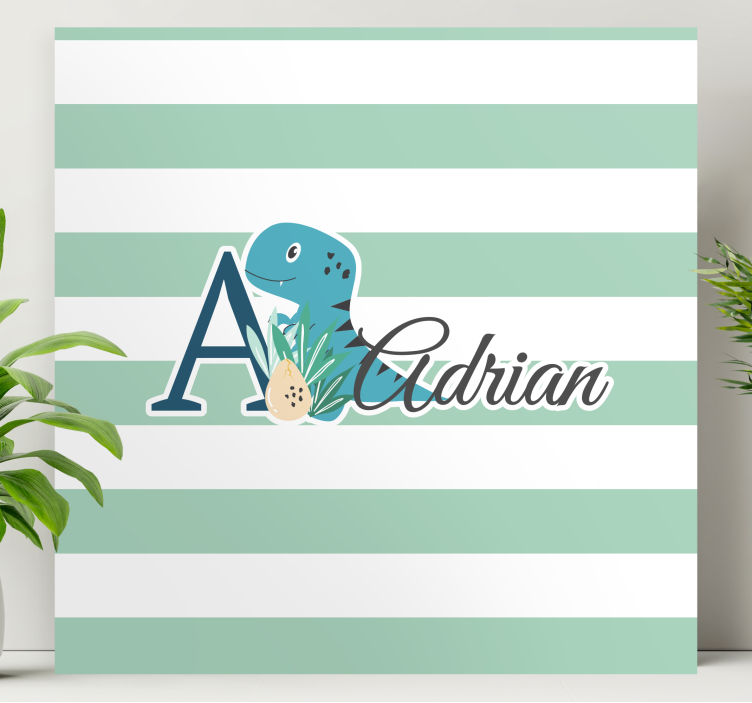 Cute animals dino with name personalised canvas - TenStickers