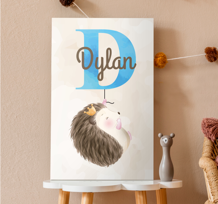 Cute animals hedgehog with personalised canvas - TenStickers