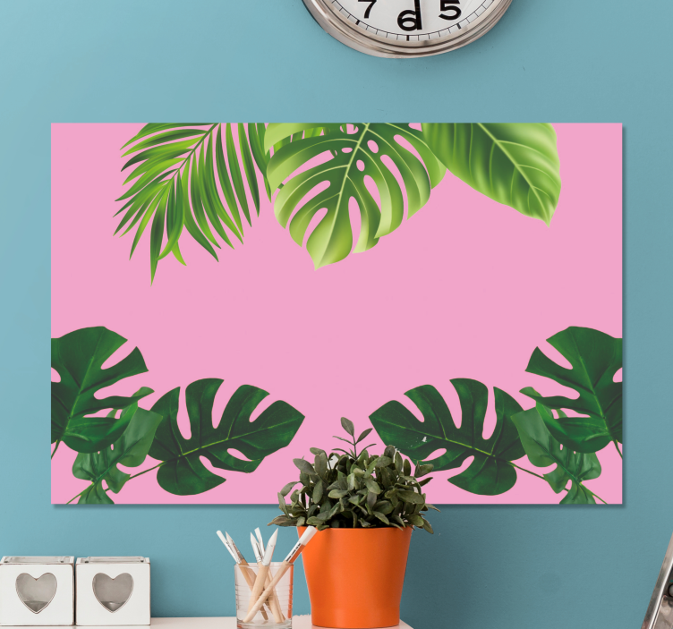 Cute design of green leaves Plant canvas prints - TenStickers