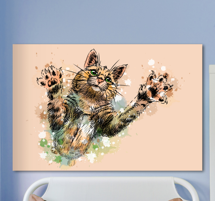 Cute Painted Cat canvas print - TenStickers