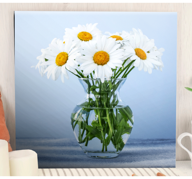 Daisy flowers in glass pots flower canvas - TenStickers