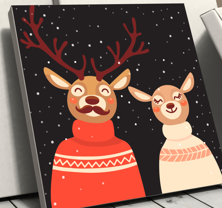 Deer couple in dress Stag canvas - TenStickers