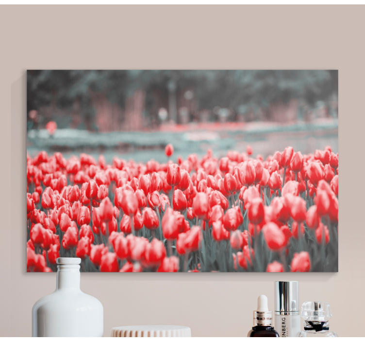 Different pink tulip field flower canvas - TenStickers
