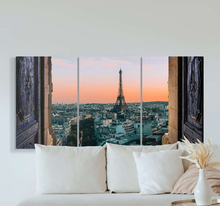 Doors with views to Eiffel city canvas prints - TenStickers
