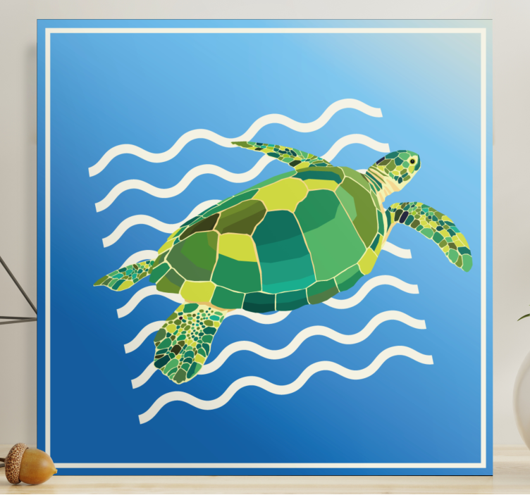Fish canvas sea turtle swim - TenStickers
