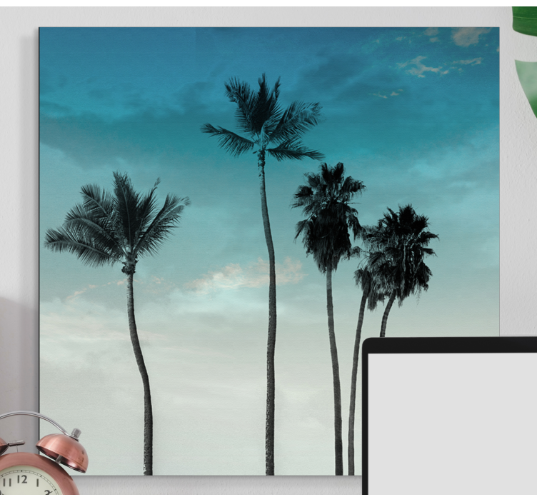 Five long palm trees design canvas living room - TenStickers