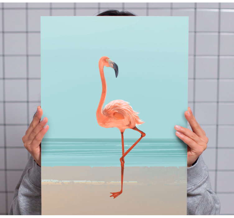 Flamingo picture on sand canvas wall art - TenStickers