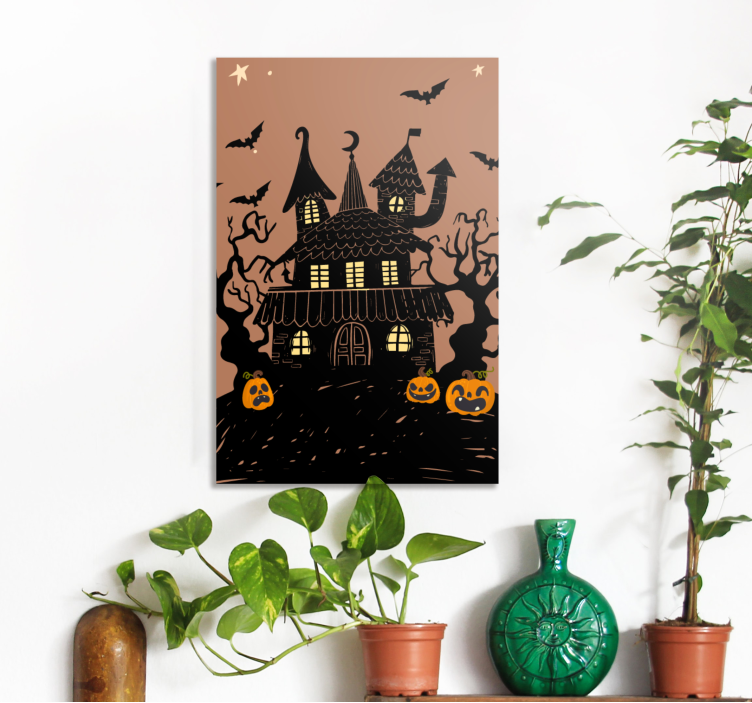 Floral canvas wall art in a spooky mansion setting - TenStickers