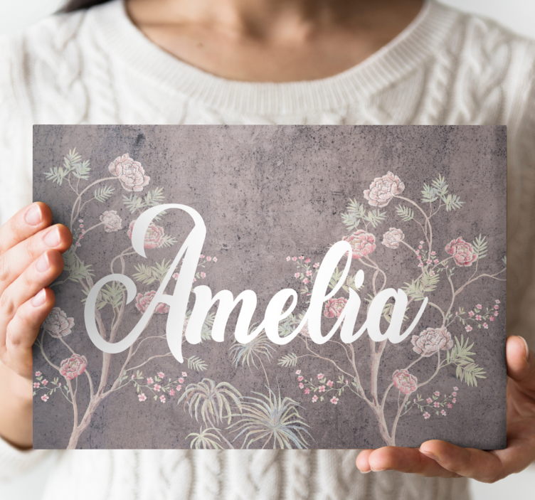 Floral design with name flower canvas - TenStickers