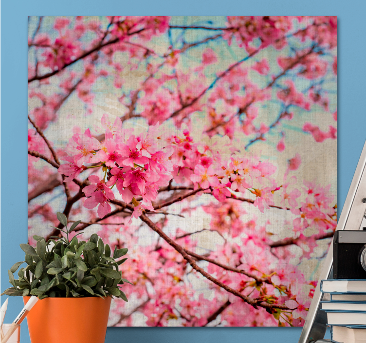 Flowers canvas cherry blossom blooms - TenStickers