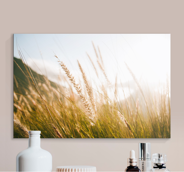 Flowers canvas in golden grass fields - TenStickers