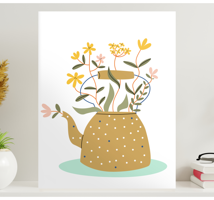 Flowers canvas teapot with blooms - TenStickers