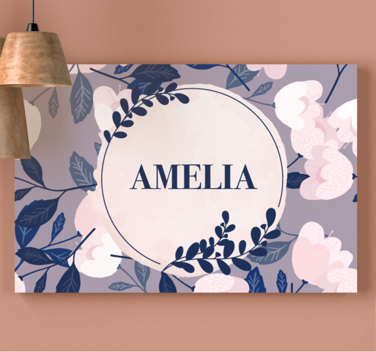 Flowers canvas with custom floral design name - TenStickers