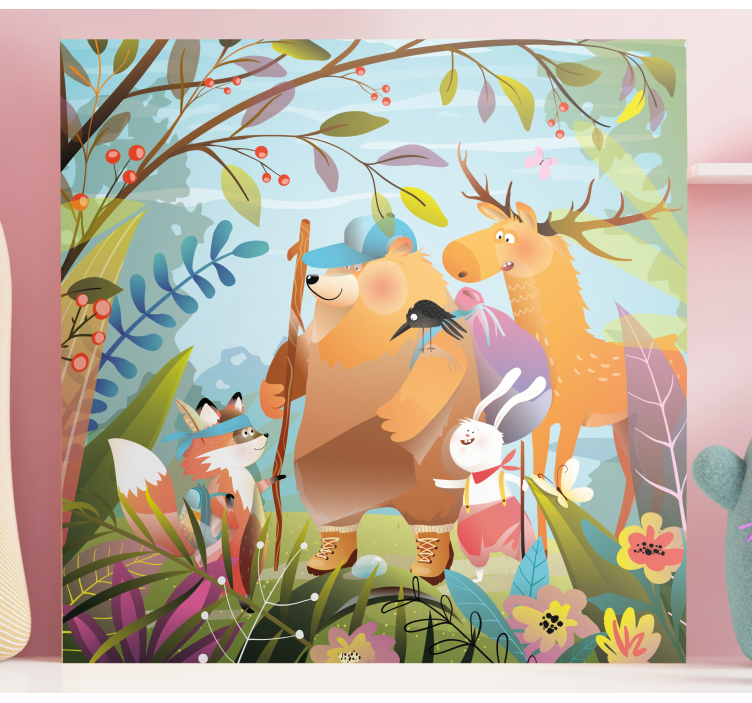 Forest Friends Adventure animal canvas wall art - TenStickers