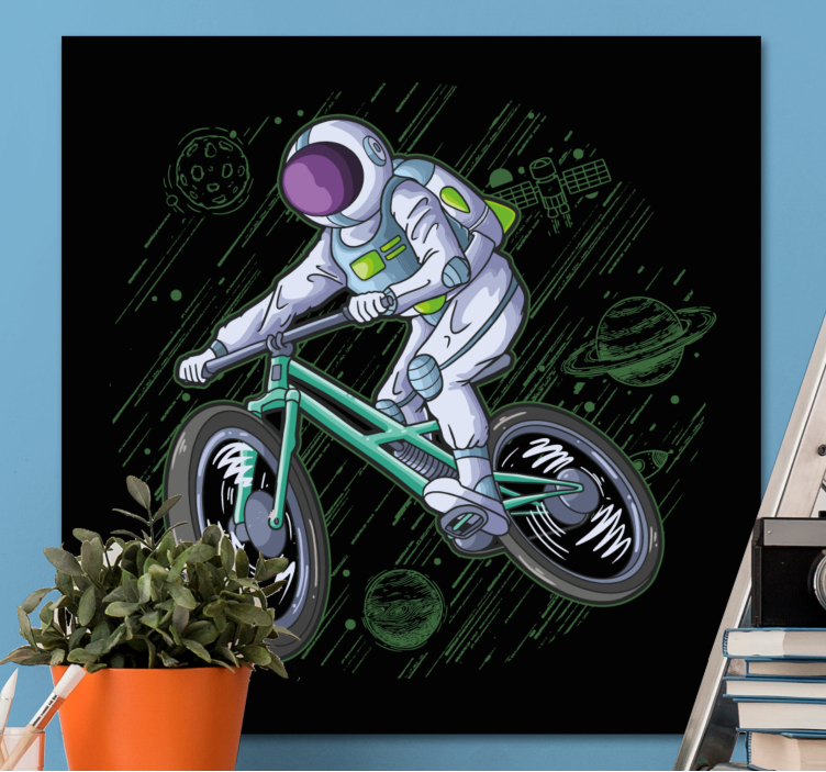 Framed gaming wall art astronaut on bicycle - TenStickers