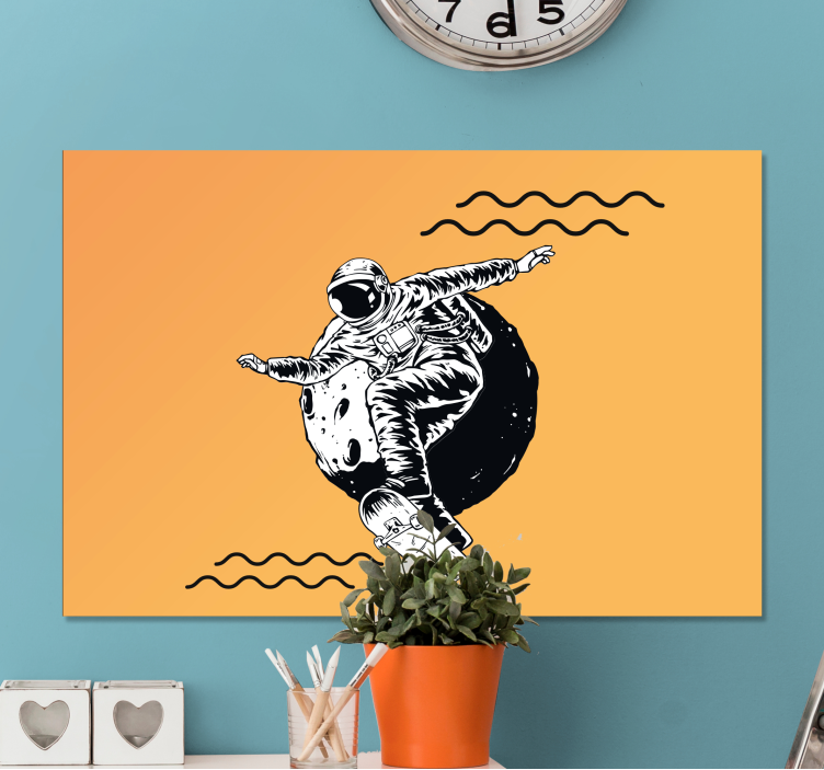 Framed gaming wall art cosmonaut skateboarding - TenStickers