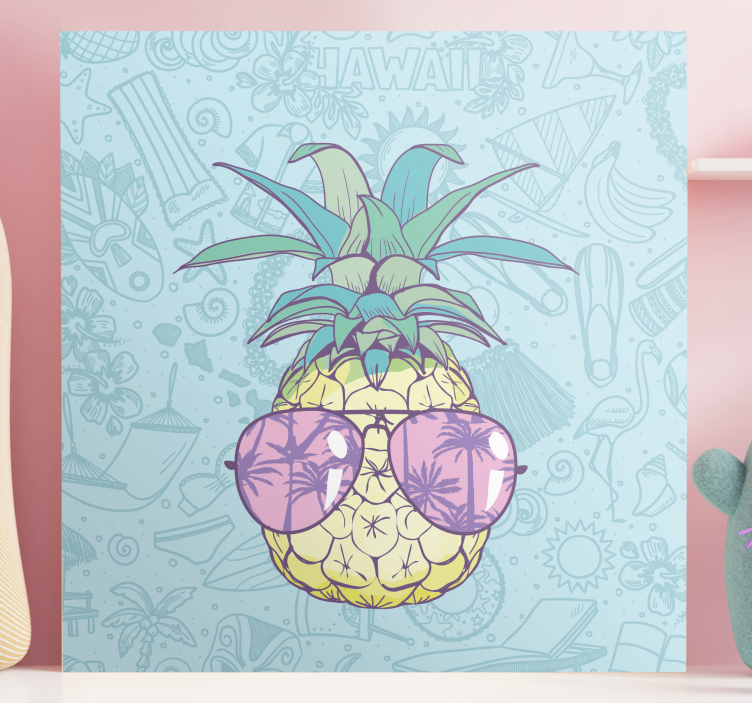 Fruit canvas wall art pineapple with sunglasses - TenStickers