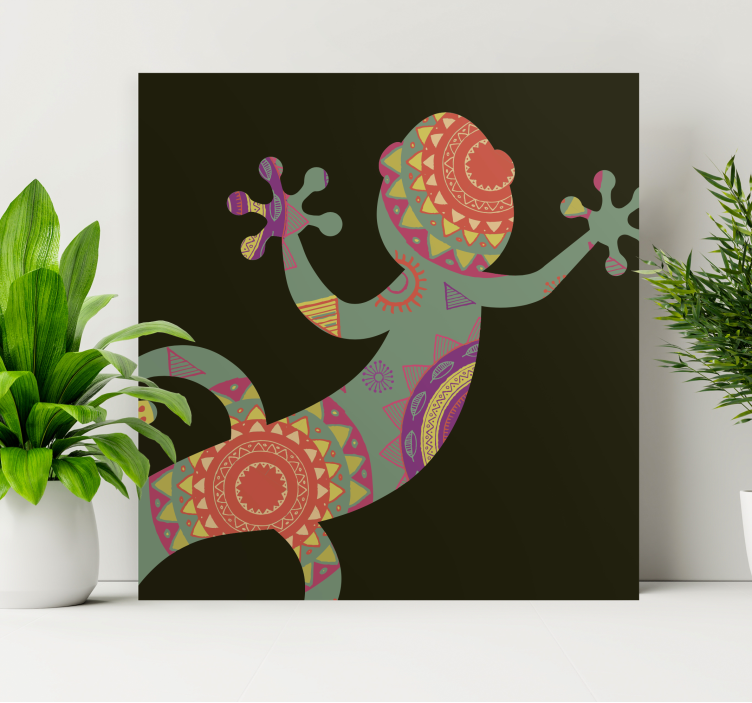 Gecko with floral mandala mandala canvas - TenStickers