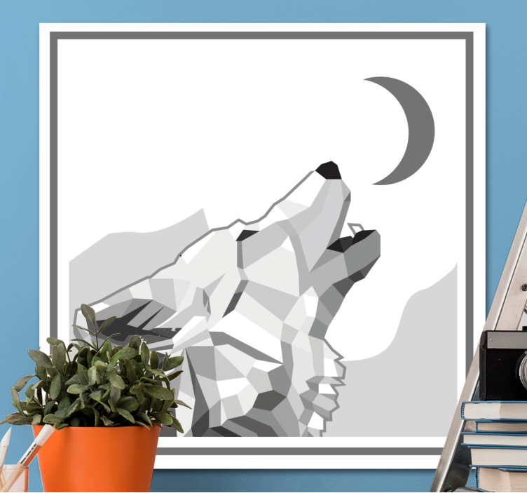 Geometric-animal gray wolf  animal canvas prints - TenStickers